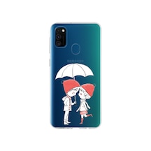 Samsung Galaxy Uyumlu M30s Kapak Aşk Tasarımlı Şeffaf Silikon Kılıf