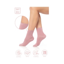 Saysez Bambu Kadın Lastiksiz Pembe Soket Dikişsiz Premium Çorap / Iz Bırakmaz / Sıkmayan Çorap Renkli