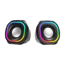 Mikado Md-180 2.0 3w 2 Siyah Rgb Aydınlatmalı Usb + 3.5mm Usb 5v Speaker Hoparlör