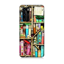 Huawei P40 Uyumlu Kitaplık Ve Raflar Books Shelf Desenli Silikon Kılıf