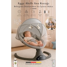 Kiwi Eggy Plus Elektrikli Otomatik Sallanan Bebek Ana Kucağı, 5 Farklı Sallanma Hızı, Oyuncaklı Gümüş