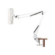 Kangvka Beyaz Klemeli Kollu Telefon/tablet Tutucu 4-12.9 İnç İçin: Ergonomik Açılabilir, İzleme-çalışma-el Serbestleştirici Masa/yatak Üstü Tutucu