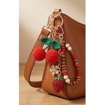 Myballistore Kiraz Ve Çilekli Çanta Charmi Ve Anahtarlık Kırmızı
