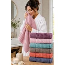 6 Lı El Yüz Havlu Seti %100 Pamuklu Kısmi Kadife Velvet Collection Kiremit