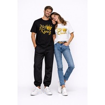 King Queen Sevgili Kombini Oversize Çift Tişört Unisex Partner Ko Çok Renkli