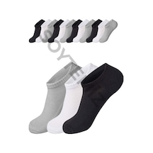 Soytemiz Unısex Cotton Görünmez Sneakers Spor Çorap 12 Çift Siyah Beyaz Gri Diğer