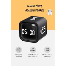 GWORKE GT-1 Pomodoro Zamanlayıcı Küp | Flip Timer | Öğrenci Ders Çalışma Saati, Mutfak Kronometresi - Siyah