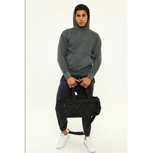 İcone Bag Rkek Fitness Gym Spor Çantası, Cepli Kamuflaj Baskılı Erkek Spor Çanta, Paraşüt Kumaş Siyah