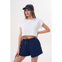 Genius Store Kadın Modal Şort Beli Lastikli Cepli Şort Modal-şort Lacivert