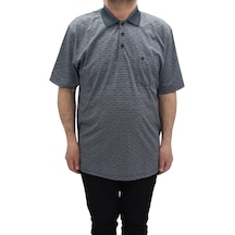 Becces Dmctekstil Erkek Füme 003 Desenli Klasik Kesim Rahat Kalıp Tek Cepli Battal Polo Yaka T-shirt