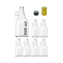 Afracam 500 Ml Şeffaf Galon Kilitli Kapaklı Ve Kapüşonlu Boş Cam Şişe 6 Adet Genel