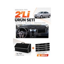 E-biz Kia Cerato 2008-2012 Uyumlu Torpido Örtüsü + Tay Tüyü Bagaj Çantası Seti - Siyah-gri - Kı007