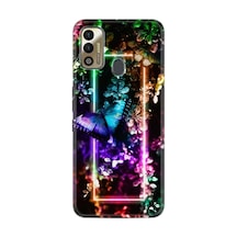 Tecno Spark 7t Kılıf Silikon Desen Özel Seri Butterfly Neon 1684