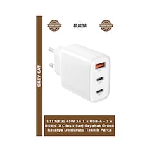 L117 Eu 45w 3a 1 X Usb-a - 2 X Usb-c 3 Çıkışlı Şarj Seyahat Ürünü Batarya Doldurucu Teknik Parça