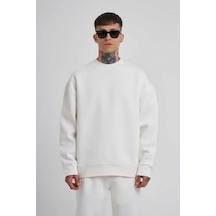 Epilons Zenda1125 Unisex Biskilet Yaka Üç İplik Sweatshirt - Beyaz Zenda478