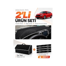 Honda Cıty 2020-2024 Uyumlu Torpido Örtüsü + Tay Tüyü Bagaj Çantası + Sticker Seti - Siyah Gri