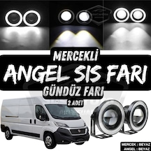 Fiat Ducato Uyumlu Üniversal Mercekli Angel Sis Farı Metal Su Geçirmez 76 Mm Beyaz Halkalı Gündüz Farı Angel Eyes 2 Adet 00 Şüscaroto Aksesuar
