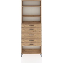 Arges Dolap 3 Raflı 5 Çekmeceli 88x30x243 Çam-çam Çam