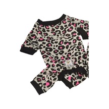 Miniş Pink Leopard Sweatshirt Küçük Irk Köpek Tulumu