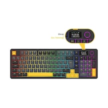 Kenpachi Ekranlı 2.4g + Bt Wireless Rgb Hot Swap Gasket Oil Switch Mekanik Klavye Oyuncu Klavyesi Türkçe