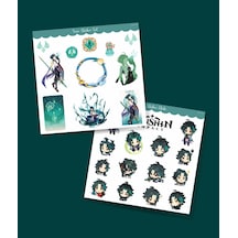 Xiao-genshin İmpact-xiao 2 Li Sticker Set Parlak Kağıt-oyun Etiketi - Telefon -hediye Süsleme Açık Yeşil