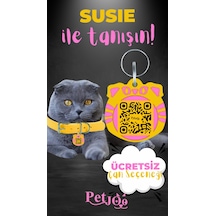 Petjoo 3.Susie Pembe-Sarı Qr'lı Kedi Künyesi