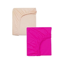 2 Adet 40 X 80 + 10 Cm Anne Yanı Lastikli Penye Kumaş Bebek Çarşafı-fuşya-somon