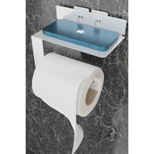 Tr Metal Beyaz Ultra Güçlü Yapışkanlı Telefon Tutacaklı Tuvalet Wc Kağıtlık Mt92b Diğer