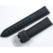 Siyah 24Mm Kauçuk Silikon Spor Saat Kordonu Slikon Saat Kayışı