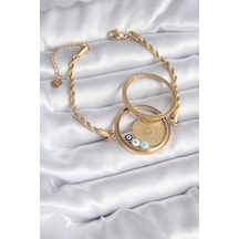 Açılabilir 316l Çelik Gold Renk Burgu Zincir Fanus Çeyrek Model Kadın Bileklik