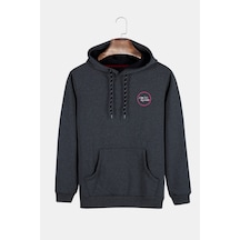 Unisex Füme Kapüşonlu Squid Game Baskılı Slim Fit Kanguru Cepli Sweatshirt Füme