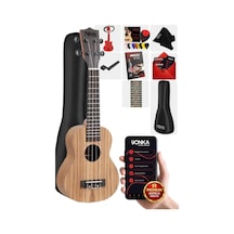 Midex Spa-211 Zebrano Ağacı Kaliteli Soprano Ukulele Seti Siyah