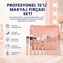Hzl Profesyonel Pembe 15'li Makyaj Fırçası Seti-1600