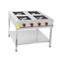 Himaksan Endüstriyel 90 X 90 Cm Lpg Tüplü Taban Raflı 4 Gözlü Oca