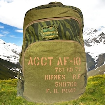 Old Cotton Cargo Kaliteli Renkli Vintage Disayn Sırt Gezi Okul Seyahat Çantası 30 Cm X 42 Cm Haki Yeşil