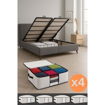 Baza Altı Uyumlu 4 Adet Lüks Pencereli Dolap Hurcu 64x45x22 Cm Beyaz Beyaz