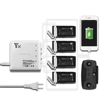 DJI Mavic Air 6 in 1 Çoklu Hızlı Pil Şarj Cihazı 2 USB Çıkışlı