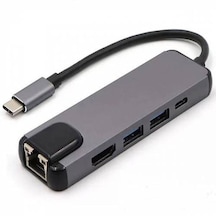 Coofbe USB 3.1 Type-C to HDMI 2xUSB 3.0 RJ45 Ethernet Dönüştürücü Adaptör
