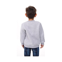 Toontoy Kids Toontoy Erkek Çocuk Relax Fit Bisiklet Yaka Baskılı Sweatshirt - 2iplik Gri