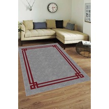 Bordo Çerçeveli Kaymaz Taban Makinede Yıkanabilir Halı Rv058n11