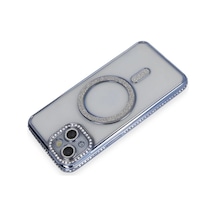 Apple iPhone Uyumlu  13 Kılıf Joke Simli Magneticsafe Kılıf - Mavi