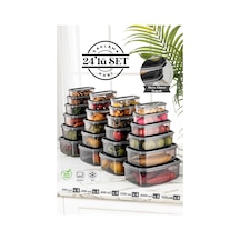 Meleni Home 24'lü Sweet Box Saklama Kabı Seti - Dikdörtgen Erzak Kabı Kavanoz 4x 300-500-850-1350-2000-3150 Ml