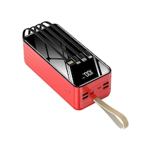 80000mah Powerbank Fast Charge Hızlı Şarj Özellikli 4 Usb Çıkışlı Led Işıklı Pd Taşınabilir Şarj Kırmızı