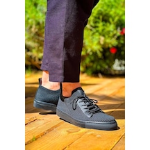 Kb-110 Kuback Siyah Triko Siyah Yüksek Taban Bağcıklı Günlük Erkek Ayakkabı Siyah