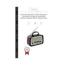Premium Nostalji Salon Sessizlik Bluetooth Hoparlör Nostlajik Radyo Speaker Ns01 Kahverengi