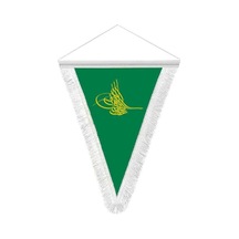 Osmanlı Tuğrası Yeşil Hatıra Üçgen Flama Bayrak 1