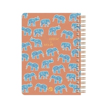 Spiralli Defter - Düz Fil Tasarımlı 17x24 Cm Açık Gri