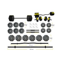 Tanspor 100 KG Halter Full Kısa + Uzun Düz + Z Bar Set-SARI
