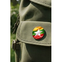 Myanmar Myanmar Abstract Ülke Bayraklı Buton Rozet - 44 MM 5 Adet Çok Renkli
