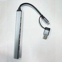 Meridiangoods 7'li 2'si 1 Arada Usb C Hub Uzun Şerit Bağlantılı Usb 3.0 Ve Usb C Dönüştürücü
